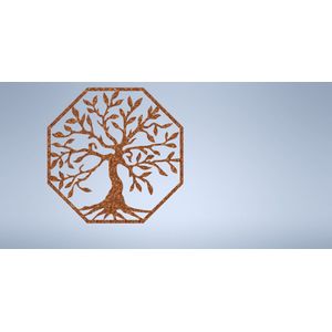 Serenti-muurdecoratie- levensboom-tree of life- cortenstaal- 8 hoek-afmeting 500mm-gebruik binnen en buiten