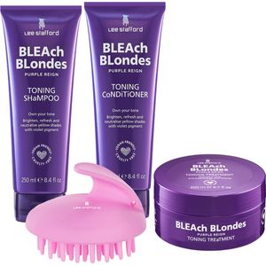 Lee Stafford Bleach Blondes Purple Toning Giftset with Free Brush 4 ST