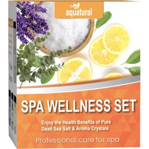 Aquatural Spa Wellness Set met aromatische badkristallen & Dode Zeezout - Citroen, Eucalyptus, Lavendel