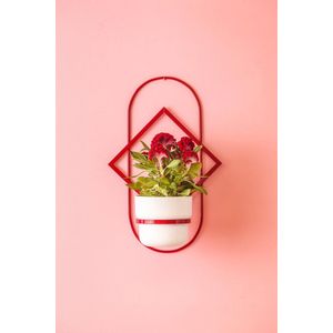 plantenhanger - muurdecoratie - Rood 44x25cm - Bloempot houder Ø12cm - decoratieve accessoires