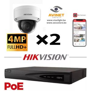 HIKVISION IP Camera Kit 2x Camera Lite Serie 6MP NVR 4xChannel POE- Harde Schijf 2Tb Naar Max 8x Camera