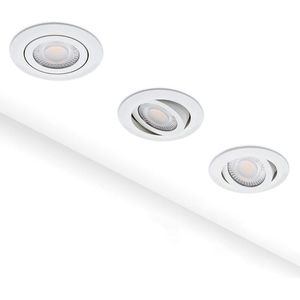 3x V-tac - LED inbouwspots - Wit - Warm wit 3000K - 450 lumen - 6.5 Watt - Dimbaar en kantelbaar - GU10 - IP20 - Plafondspots/30000h