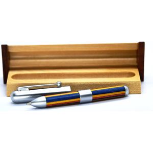 Personaliseerbaar Houten en Aluminium Balpen FIRENZE met PARKER Vulling en Stijlvol Houten Pennendoosje - Verkrijgbaar in 5 Kleuren - Lengte Pen 10,5 cm