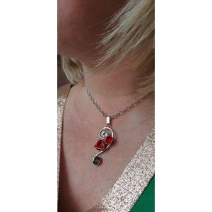 BOCCOLO Collier Handgemaakte - Italiaans design met SWAROVSKI ELEMENTS™ Ketting 40 cm - Lengte 5 cm x 2 cm - Juweel van gerhodineerd materiaal.