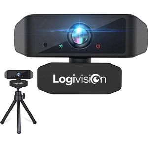 Logivision 1080P FULL HD Webcam voor PC met Microfoon - Webcam voor Laptop - Webcam Logitech - Autofocus - Voor Werk/School/Streamen - Plug & Play - Inclusief GRATIS Webcam Statief