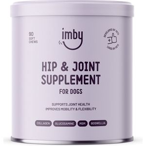 Imby ""Gewrichten"" Honden Supplement - Collageen, MSM & Glucosamine hond - Hondensnacks - Hondenvoeding voor spieren en gewrichten - 100% Natuurlijke Hondenkoekjes - 90 Hondensnoepjes