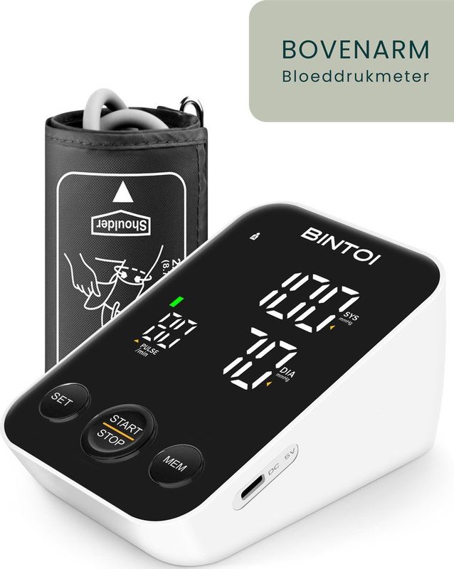 Bintoi - BX300 - Bloeddrukmeter Bovenarm - Incl. Opbergtas en Batterijen - 2 Gebruikers