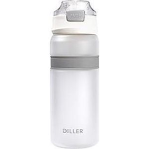 Diller Waterfles met Rietje - Drinkfles - Handig Sluitsysteem - 700ml - Wit - Tritan & BPA-vrij