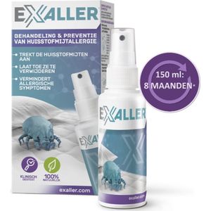 Exaller Anti Huisstofmijt Spray 150ml - 100% Natuurlijk huismijt bestrijder - Klinisch getest - Behandeling en Preventie van Huisstofmijtallergie
