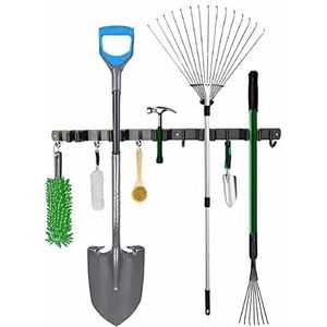 Luxe Bezem Ophangsysteem - Bezemhouder - Opbergsysteem - Ophanghaken - Tuingereedschap - Gereedschap opbergen - Zwart