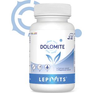 Dolomiet 500mg | 60 plantaardige capsules | Uitgebalanceerde aanvoer van natuurlijk calcium en magnesium | Bestrijdt demineralisatie en bevordert spierontspanning | Made in Belgium | LEPIVITS