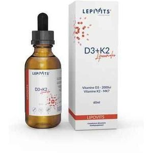 VIT D3+K2 Liposomales VEGAN | 60ml |Evenwichtige inname van plantaardige vitamine D3 en K2 | Made in Belgium | LEPIVITS