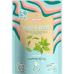WONDR | Shampoo poeder | Healthy Herbs | Kruiden | Droog & Beschadigd haar | Refill | Navulling