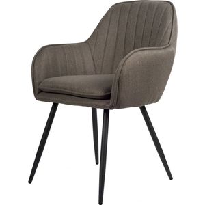 Brienne Eetkamerstoel - Bruin | Weave | Stoelen met zwart stalen poten | Design eetkamerstoelen - stoel met afneembaar stoelkussen