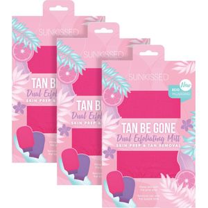 Sunkissed - Tan Be Gone - Dubbelzijdige exfoliërende handschoen - Scrub handschoen - 3 stuks - Voordeelverpakking