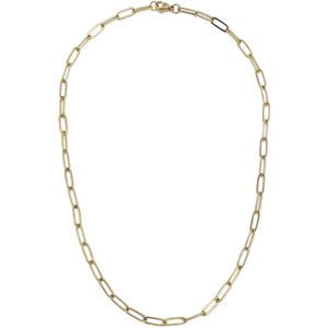 H-Beau - Collier - Paperclip -45cm - Halsketting – Verguld – Roestvrij staal - Platte - Schakelketting – Roestvrij staal – Goud - Dames - Unisex