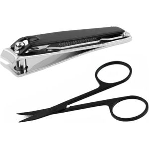 Medies - Nagelschaar 9 cm en Kleine Nagelknipper met Vijl 6 cm - Zwart - Nagelverzorging
