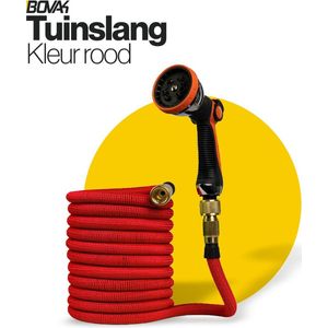 Extra sterke flexibele tuinslang 30 meter rood met gratis opbergtas en haak- 10 Sproeistanden- Aluminium fittings