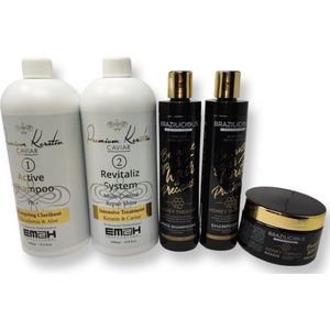 Keratin Caviar Kit 2 x 1000ml & Brazilicious Honey Shampoo & Conditioner & masker 3x250ml