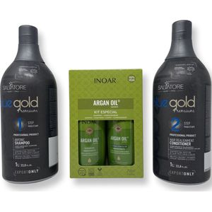 SALVATORE BLU GOLD ANTIFRIZZ  NR 1/2 & ARGAN OIL SHAMPOO CONDITIONER 500 ML