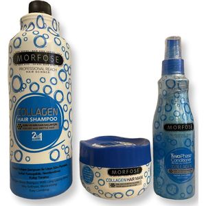 MORFOSE COLLAGEN HAIR SHAMPOO 2 IN 1 1000 ML & COLLAGEN HAIR MASK 250 ML & TWOOPHASE CONDITIONER 220 ML