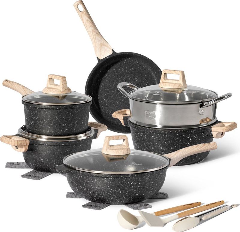 Just Perfecto 15 Delige Pannensets Inductie - Pannenset Met Deksel Voor Alle Warmtebronnen - Pannen Zonder PFOA - PFAS