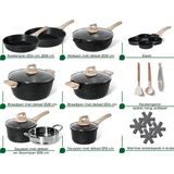 Just Perfecto 21 Delige Pannensets Inductie - Pannenset Met Deksel Voor Alle Warmtebronnen - Pannen Zonder PFOA - PFAS