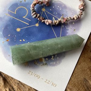 Edelsteen giftset STERRENBEELD WEEGSCHAAL - Edelsteen obelisk Aventurijn - armband Opaal- Edelsteen Maansteen - Duurzame Luxe Geschenkdoos - Perfect geschenk voor sterrenbeeld WEEGSCHAAL