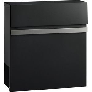 HÜSQ - Wand Brievenbus - Zwart - Metaal - Met Slot en Krantenvak