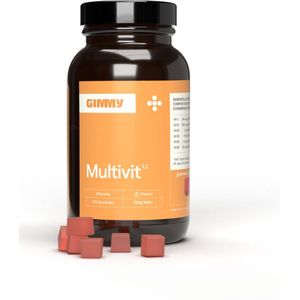 GIMMY Multivit - Multivitamine supplementen - geen capsule, poeder of tablet - Voor kinderen en volwassenen - Vitamine A, C, D, E, B complex (B12, foliumzuur, B6,...) & zink - Vegan, Suikervrij & natuurlijk - ontwikkeld door apothekers - 60 gummies