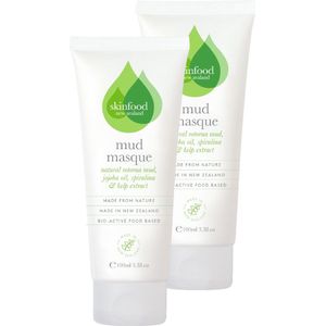 SKINFOOD NZ Skincare Mud Mask - Gezichtsmasker - Voor Droge tot Normale Huid - Natuurlijk & Dierproefvrij - 2 x 100ml