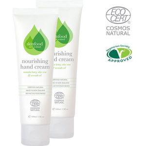 SKINFOOD NZ Skincare Nourishing Hand Cream - Handcrème - Voor Droge Huid - 99,9% Natuurlijk & Dierproefvrij - 2 x 100ml