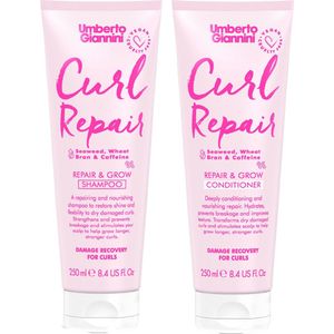 Umberto Giannini Curl Repair Haarverzorging Geschenkset - Voor Krullend/Beschadigd Haar - Shampoo & Conditioner - Vegan & Dierproefvrij - Cadeau Vrouw