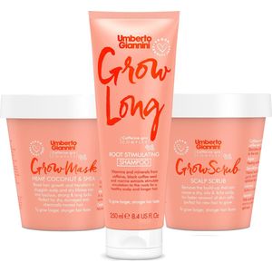 Umberto Giannini Grow Long Haarverzorging Geschenkset - Voor Beschadigd Haar - Stimuleert Haargroei - Scrub, Masker & Shampoo - Cadeau Vrouw