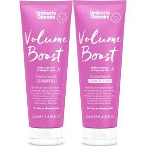 Umberto Giannini Volume Boost Thick-Tastic Haarverzorging Geschenkset - Voor Fijn/Dun Haar - Vermindert Haaruitval - Shampoo & Conditioner - Vegan & Dierproefvrij - Cadeau Vrouw