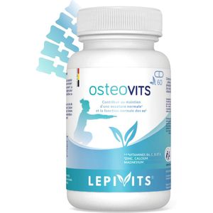 Osteovits | 60 plantaardige capsules | Vitaminen D3, B6 en K2 + Magnesium + Zink + Calcium | Draagt bij tot een goede botstructuur | Made in Belgium | LEPIVITS
