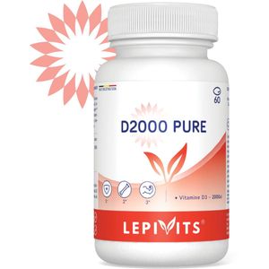 D2000 Pure | 60 plantaardige capsules | Immuunsysteem | Botstructuur | Optimale vitamine D-inname | Made in Belgium | LEPIVITS