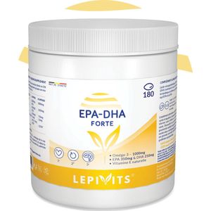 EPA-DHA FORTE | 180 capsules | Visolie Geconcentreerd in Omega 3 + Vitamine E | Normale Hersen- en Hartfunctie | Gecertificeerd VRIJ VAN ZWARE METALEN | Gemaakt in België | LEPIVITS