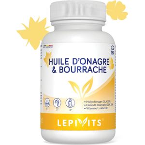 Teunisbloem & Borage Olie | 180 capsules | Beschadigde Huid | Uitgedroogde Huid | Bestrijding van huidveroudering | Made in Belgium | LEPIVITS