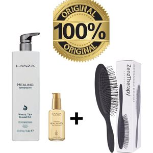 Lanza White Tea - 1000 ml - Shampoo & L'ANZA Keratin Healing Oil - Haarolie - 100 ml