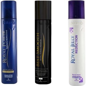 Naturelle Cosméticos Royal Jelly Reduction 1L & Naturelle Cosmetics Royal Power Premium keratin Best Smooth, 1000ml & Naturelle Cosmetics Royal Power Organic Protein 1000ml