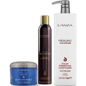 Lanza Healing Colour Care - 1000 ml - Shampoo & Keratin Healing oil 350 ml & Healing Moisture Hair Masque 200 ml