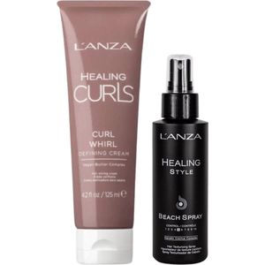 L'Anza Healing Style Beach Spray 100ml & Lanza Healing Curls Curl Whirl Defining Crème 125ml