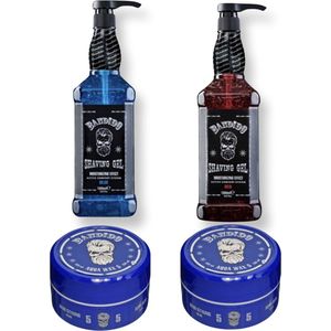 Bandido Shaving Gel for Men (2-Pack 1x Blue,1x Red) - 1000 ml - Scheergel = 2 BANDIDO AQUA WAX NR 5 BLUE