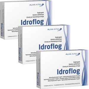 Idroflog Medische Oogdruppels - Ontstekingswerend - Met Hyaluronzuur & Hydrocortison - Voordeelverpakking - 45 x 0.5ml