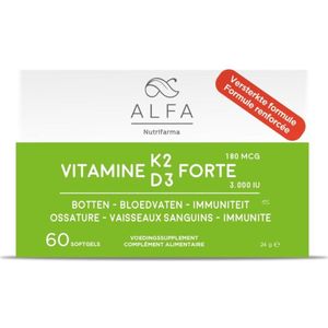Alfa Immuunsysteem Vitamine K2 & D3 Forte Versterkte Formule 60Capsules