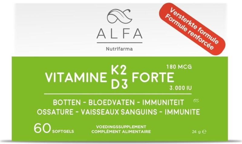 Nutrifarma - Alfa Vitamine K2-D3 Forte - Softgel - 60 Stuks