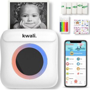 kwali.® Fotoprinter voor Smartphone Pro 2024 - Mini Foto Printer - Pocket Printer - Sticker Printer - Mobiele Fotoprinter - Wifi Printer - Draadloze Printer - Wit