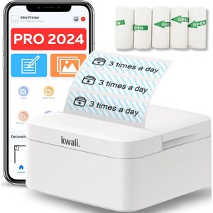 kwali.® Labelprinter Pro 2024 - Labelmaker - Lettertang - Labelwriter - Draadloze Printer - Etiketten Printer - Inclusief Labelrol - Bluetooth - Android en iOS App - Wit
