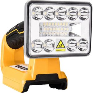 Krylanso® - LED Lamp voor DeWalt accu 14.4V-18V-20V - USB-interface: 5V 2.1A - incl. Gereedschap houder - Verstelbare Lampkop - Compact en Hanteerbaar - 9 Watt - 1000 Lumen (geleverd zonder accu en lader)